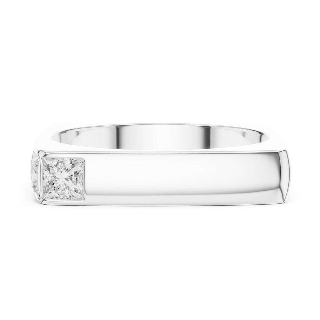Men's Square-Profile Moissanite Ring with Princess-Cut Accent – 925 Sterling Silver, 18K Gold Vermeil