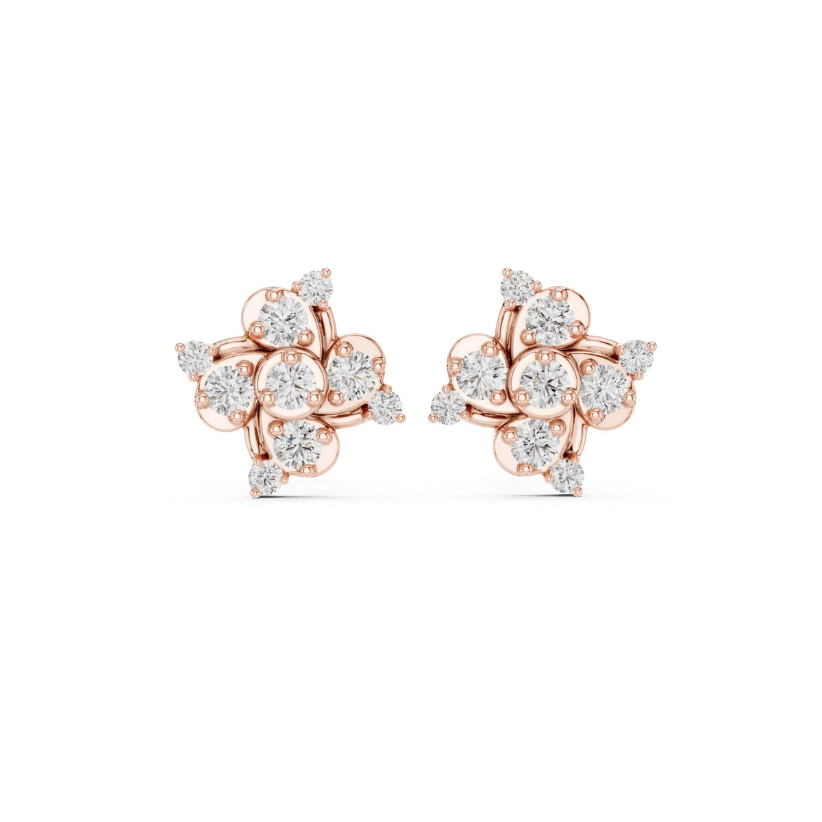 Moissanite Scattered Cluster Stud Earrings – 925 Sterling Silver, 18K Gold Vermeil