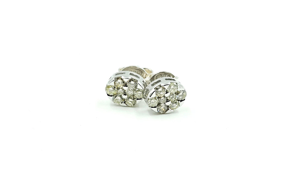 Natural Diamond Stud Earrings – 925 Sterling Silver, 18K White Gold Vermeil