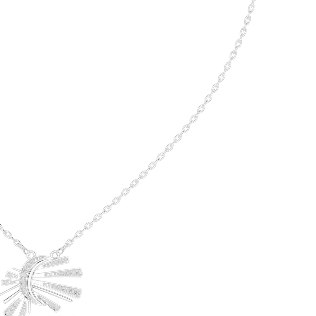 Moissanite Pavé Sunburst Fan Necklace – 925 Sterling Silver, 18K Gold Vermeil