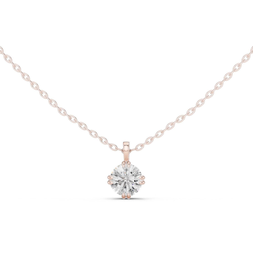 Round Moissanite Compass Solitaire Necklace – 925 Sterling Silver, 18K Gold Vermeil