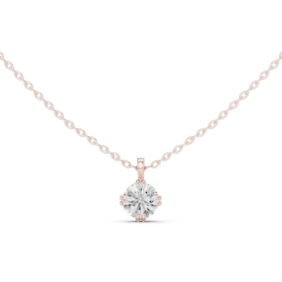 Round Moissanite Compass Solitaire Necklace – 925 Sterling Silver, 18K Gold Vermeil