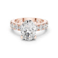 Oval Moissanite Ring with Pavé Band – 925 Sterling Silver, 18K Gold Vermeil