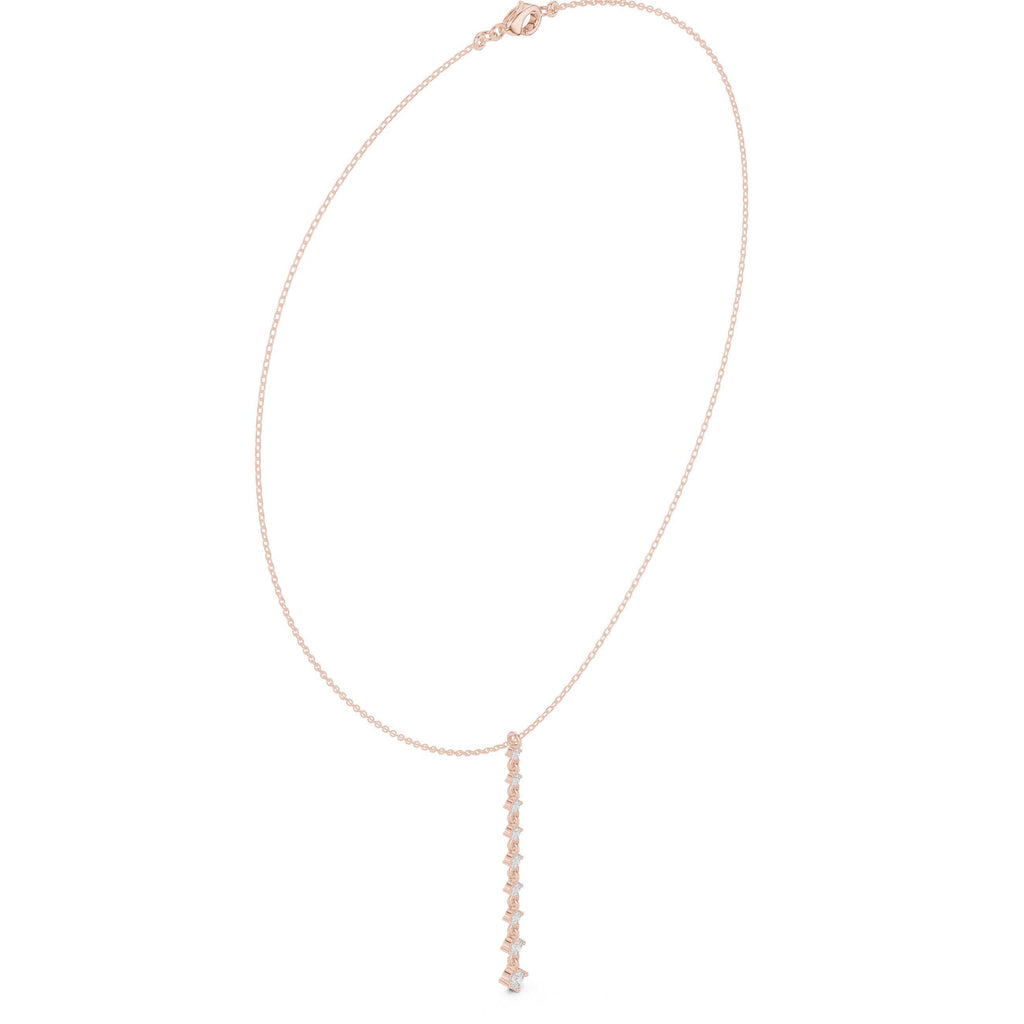 Moissanite Linear Drop Lariat Necklace – 925 Sterling Silver, 18K Gold Vermeil