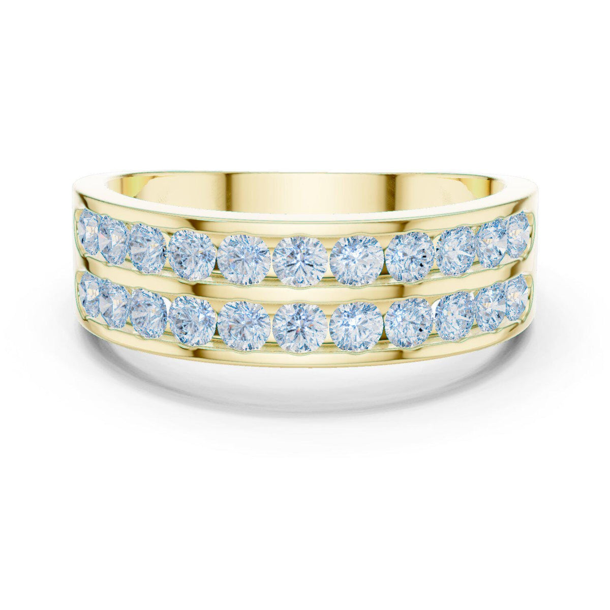 Men's Double-Row Channel-Set Moissanite Band – 925 Sterling Silver, 18K Gold Vermeil