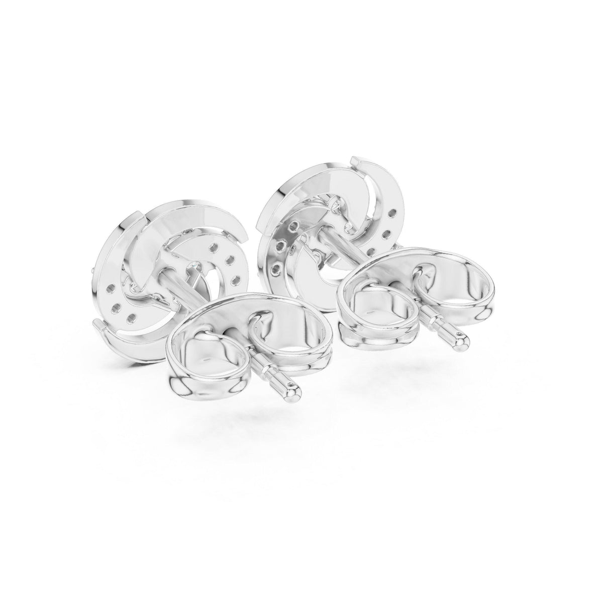 Moissanite Pavé Pinwheel Stud Earrings – 925 Sterling Silver, 18K Gold Vermeil