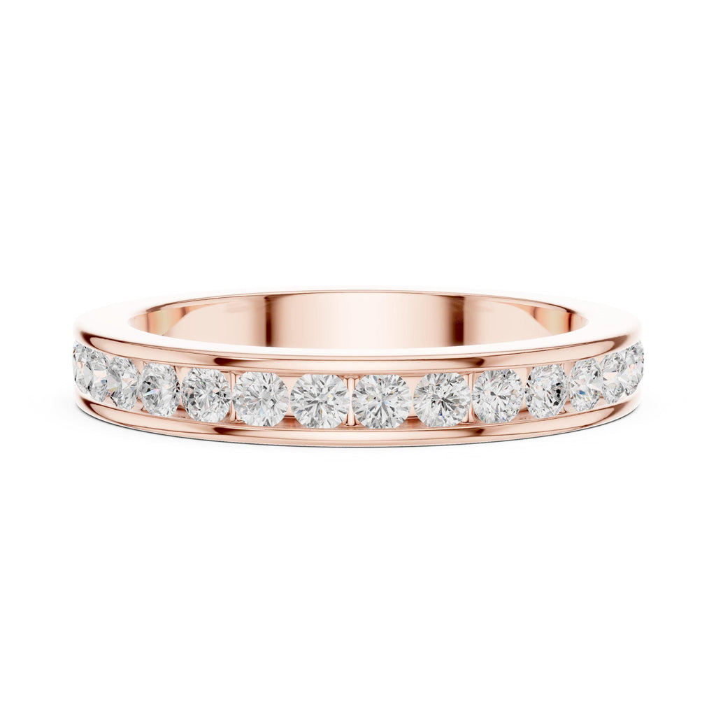 Men's Slim Channel-Set Moissanite Band – 925 Sterling Silver, 18K Gold Vermeil