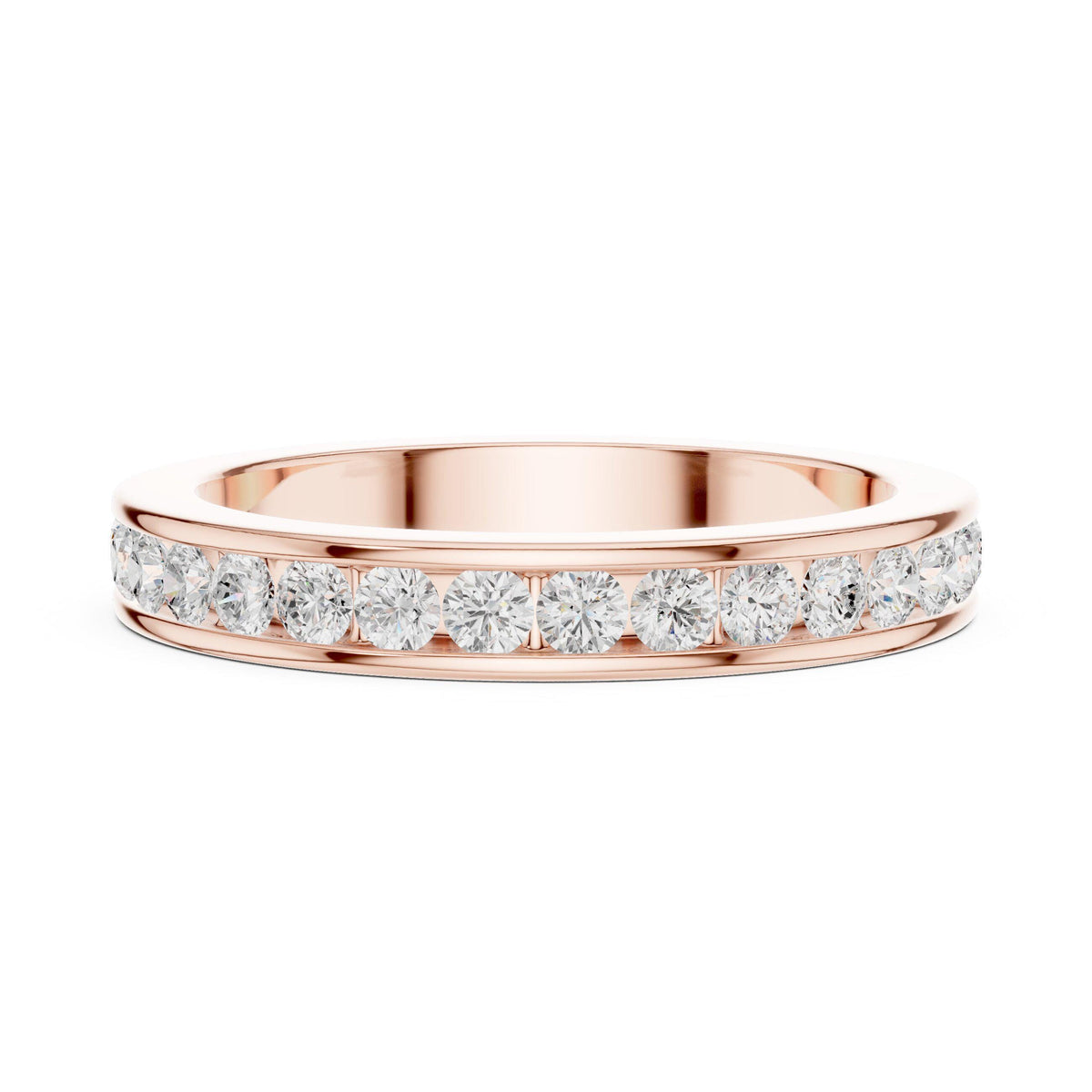 Men's Slim Channel-Set Moissanite Band – 925 Sterling Silver, 18K Gold Vermeil