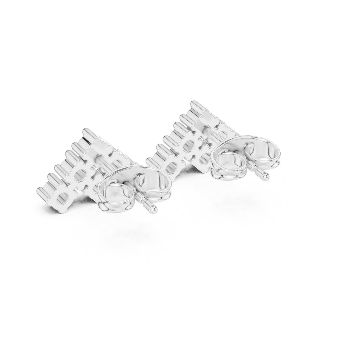 Moissanite Chevron Cluster Stud Earrings – 925 Sterling Silver, 18K Gold Vermeil