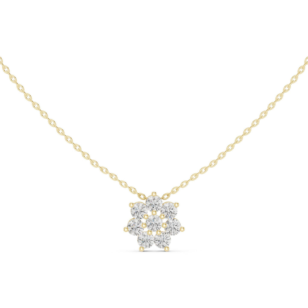 Moissanite Flower Cluster Mangalsutra Pendant – 925 Sterling Silver, 18K Gold Vermeil