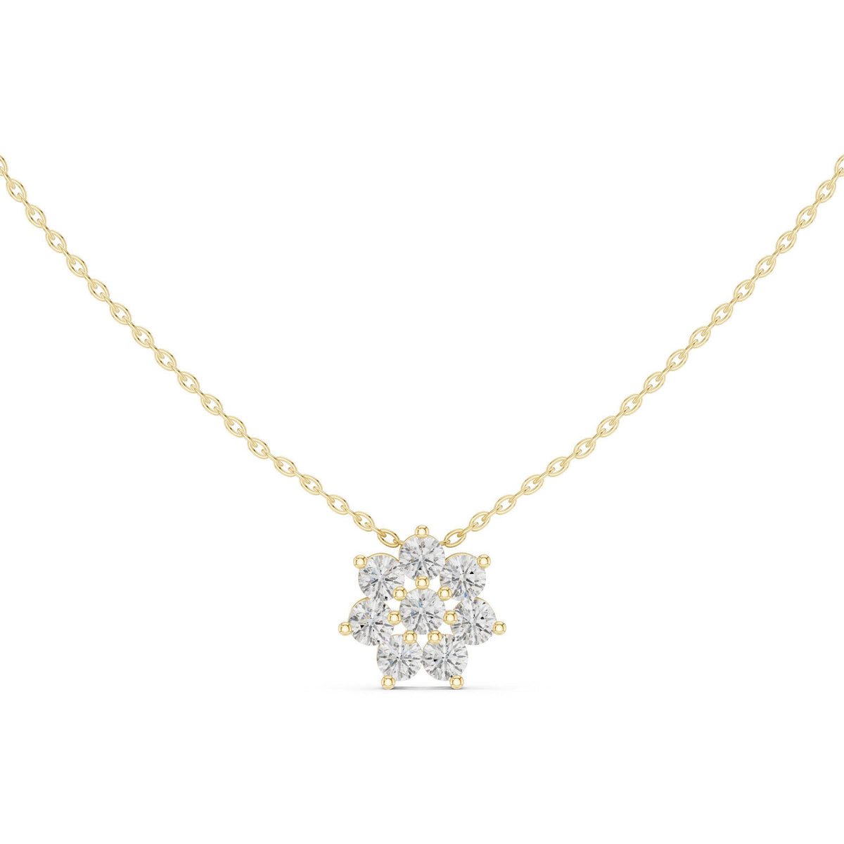 Moissanite Flower Cluster Mangalsutra Pendant – 925 Sterling Silver, 18K Gold Vermeil