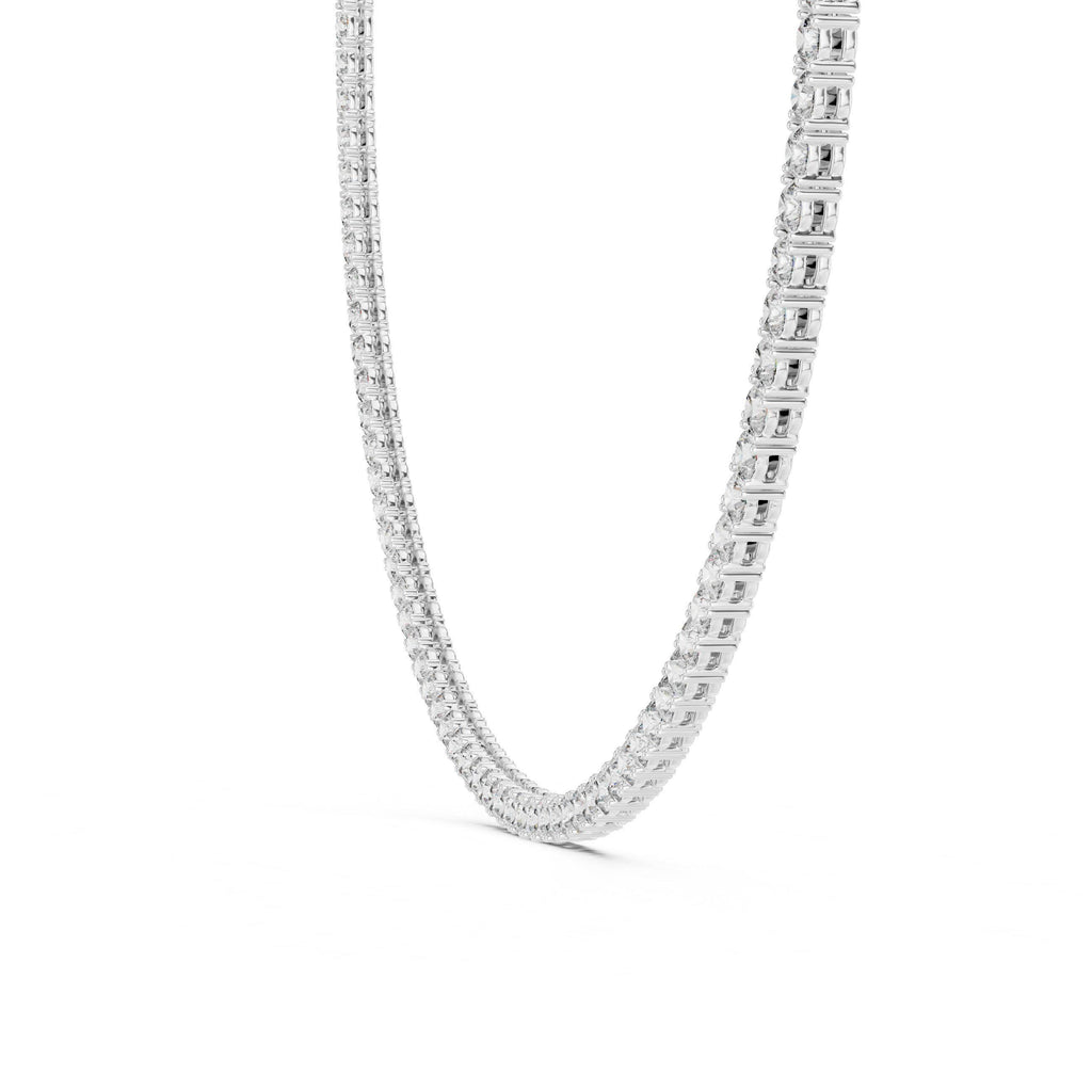 4mm Round Moissanite Tennis Necklace, 16" – 925 Sterling Silver, 18K Rose Gold Vermeil