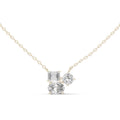 Mixed-Cut Moissanite Three-Stone Cluster Necklace – 925 Sterling Silver, 18K Gold Vermeil
