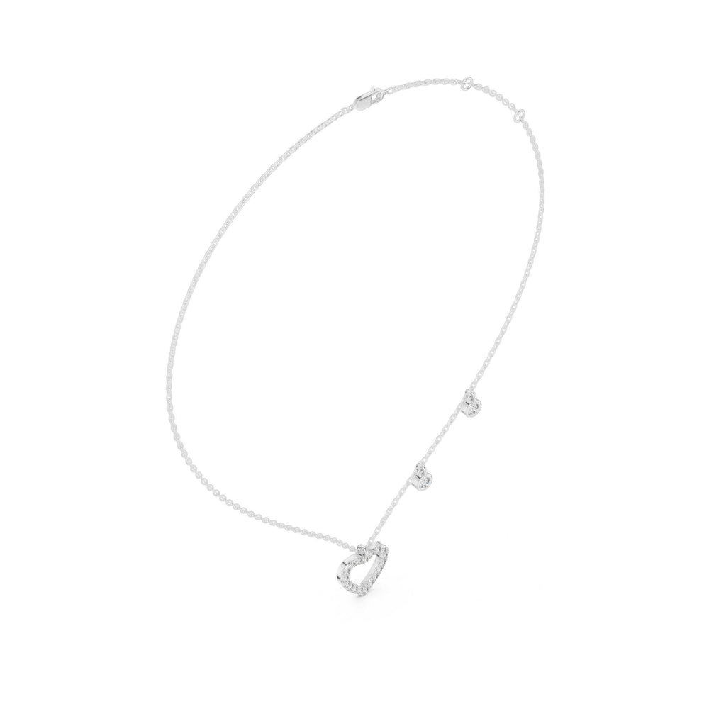 Moissanite Pavé Open Heart Charm Necklace – 925 Sterling Silver, 18K Gold Vermeil