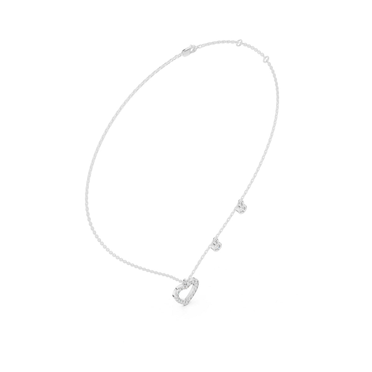Moissanite Pavé Open Heart Charm Necklace – 925 Sterling Silver, 18K Gold Vermeil