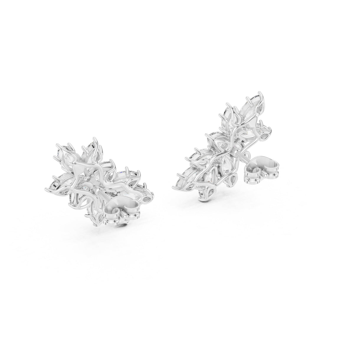 Marquise Moissanite Climber Earrings – 925 Sterling Silver, 18K Gold Vermeil