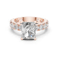 Radiant-Cut Moissanite Ring with Pavé Band – 925 Sterling Silver, 18K Gold Vermeil