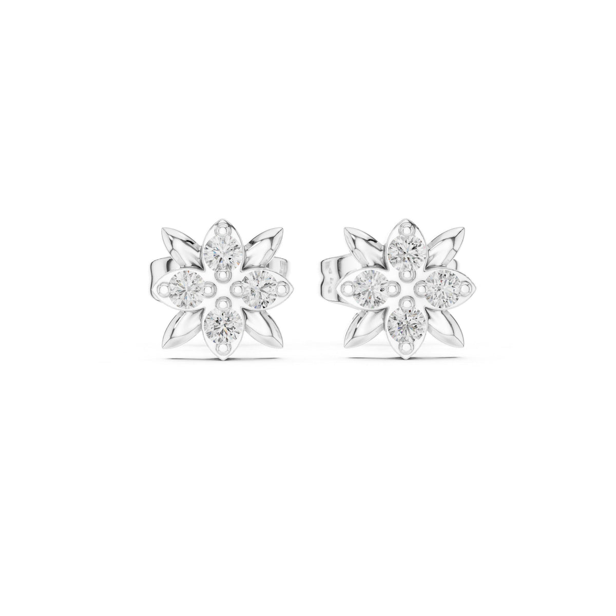 Moissanite Flower Star Stud Earrings – 925 Sterling Silver, 18K Gold Vermeil