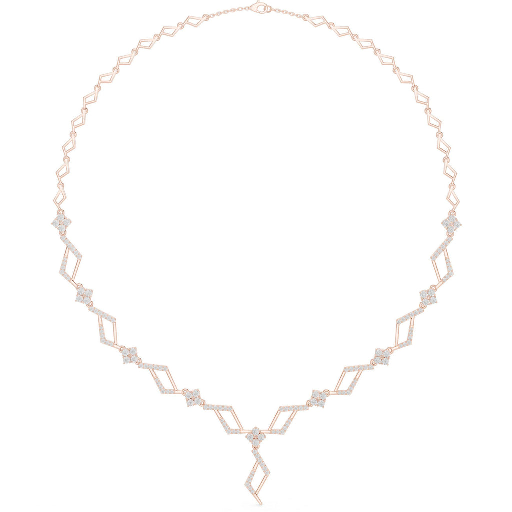Moissanite Zigzag Rhombus Necklace – 925 Sterling Silver, 18K Gold Vermeil