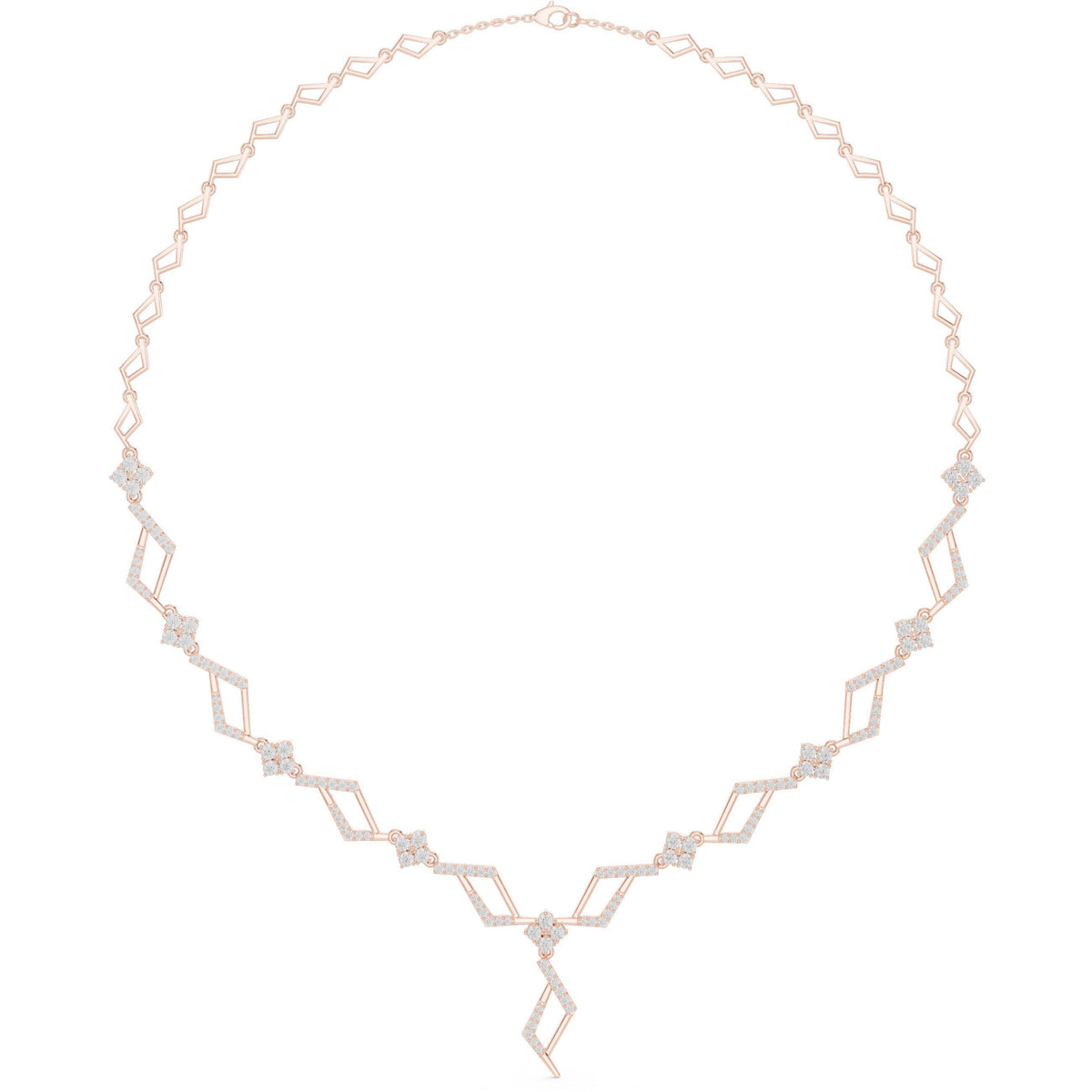 Moissanite Zigzag Rhombus Necklace – 925 Sterling Silver, 18K Gold Vermeil