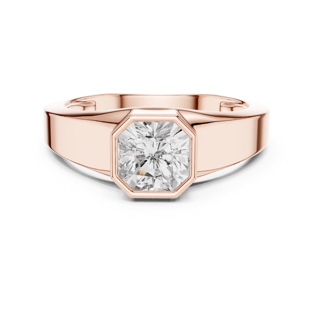 Men's Bezel-Set Moissanite Solitaire Ring – 925 Sterling Silver, 18K Gold Vermeil