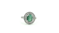 Oval Emerald Double-Halo Diamond Ring – 925 Sterling Silver, 18K White Gold Vermeil