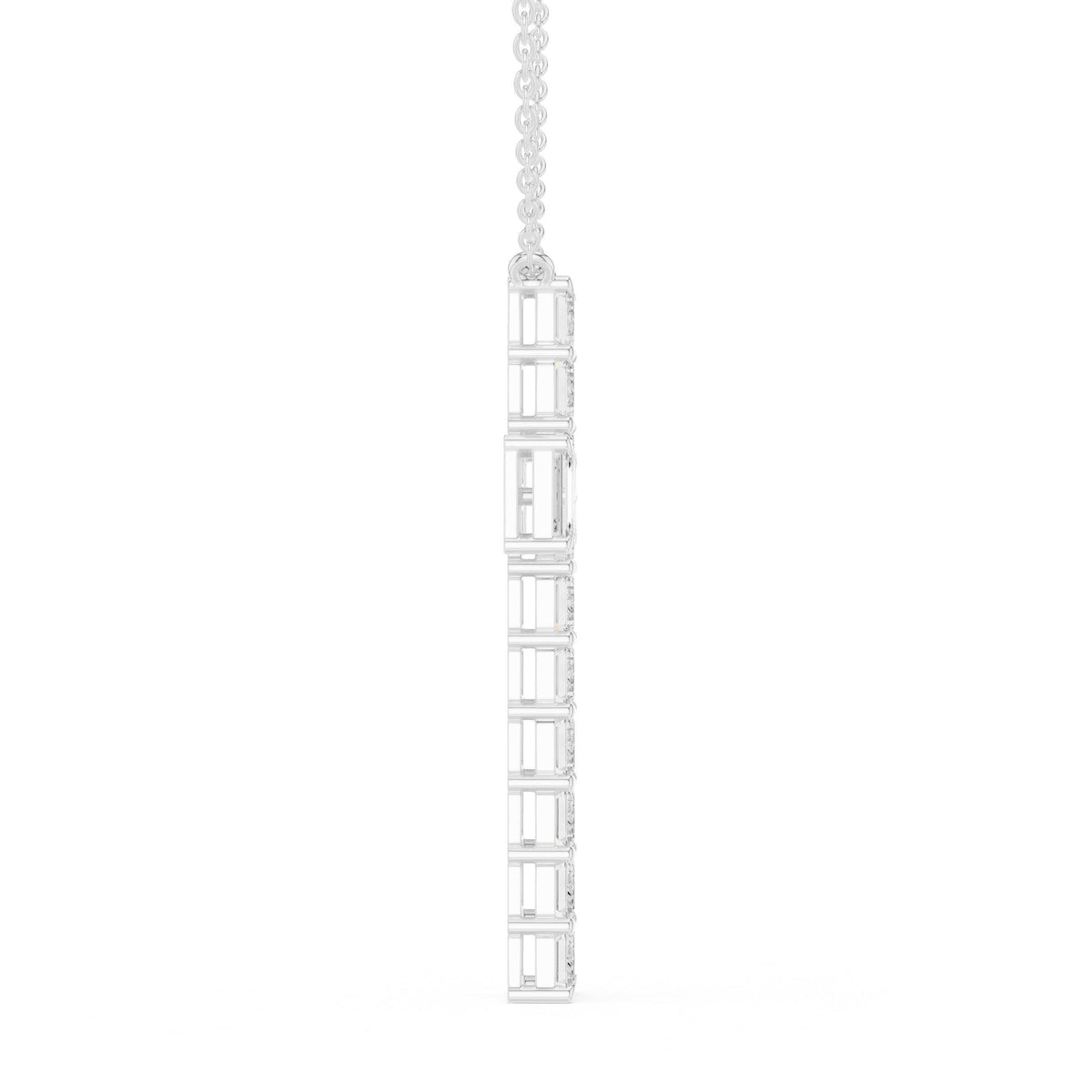 Baguette Moissanite Cross Pendant Necklace – 925 Sterling Silver, 18K Gold Vermeil