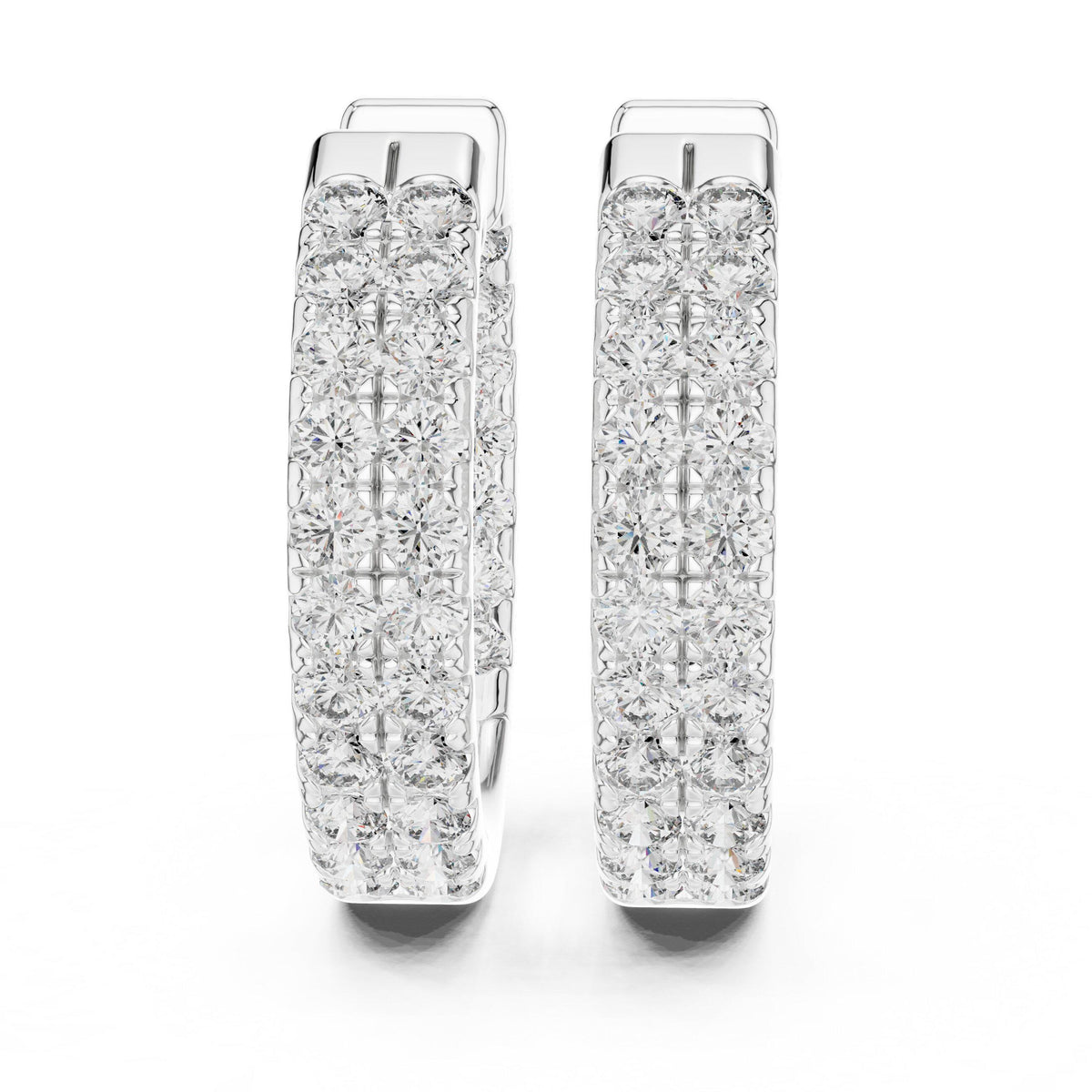 Moissanite Pavé Double-Row Wide Hoop Earrings – 925 Sterling Silver, 18K Gold Vermeil