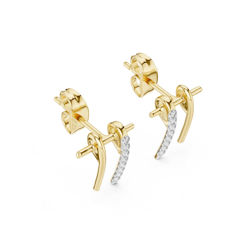 Moissanite Pavé Bar Front-Back Earrings – 925 Sterling Silver, 18K Gold Vermeil