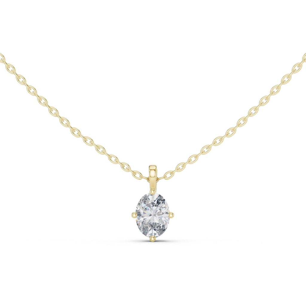 Oval Moissanite Four-Prong Solitaire Necklace – 925 Sterling Silver, 18K Gold Vermeil