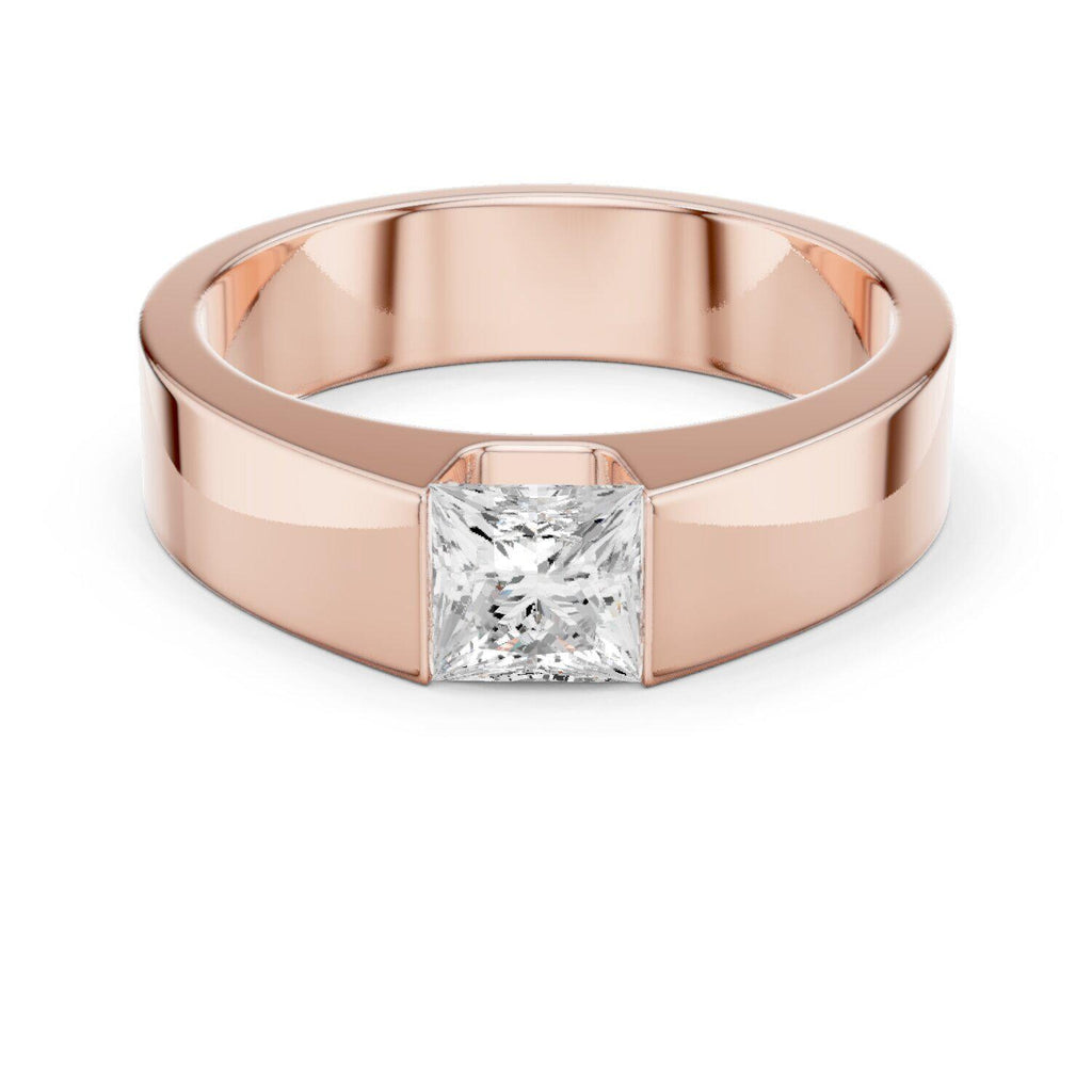 Men's 5.5mm Princess-Cut Moissanite Ring – 925 Sterling Silver, 18K Gold Vermeil