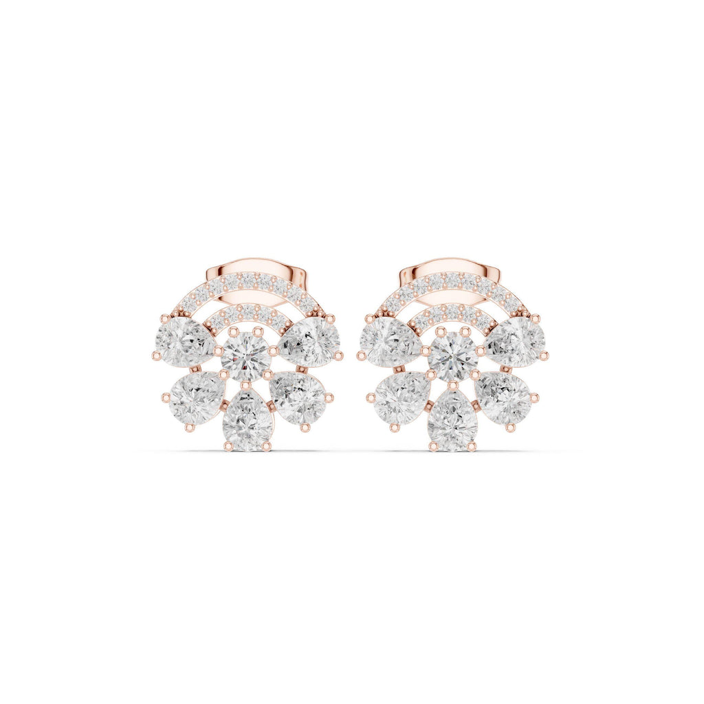 Moissanite Half-Moon Cluster Stud Earrings – 925 Sterling Silver, 18K Gold Vermeil