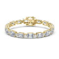 Emerald & Round Moissanite Tennis Bracelet – 925 Sterling Silver, 18K Gold Vermeil