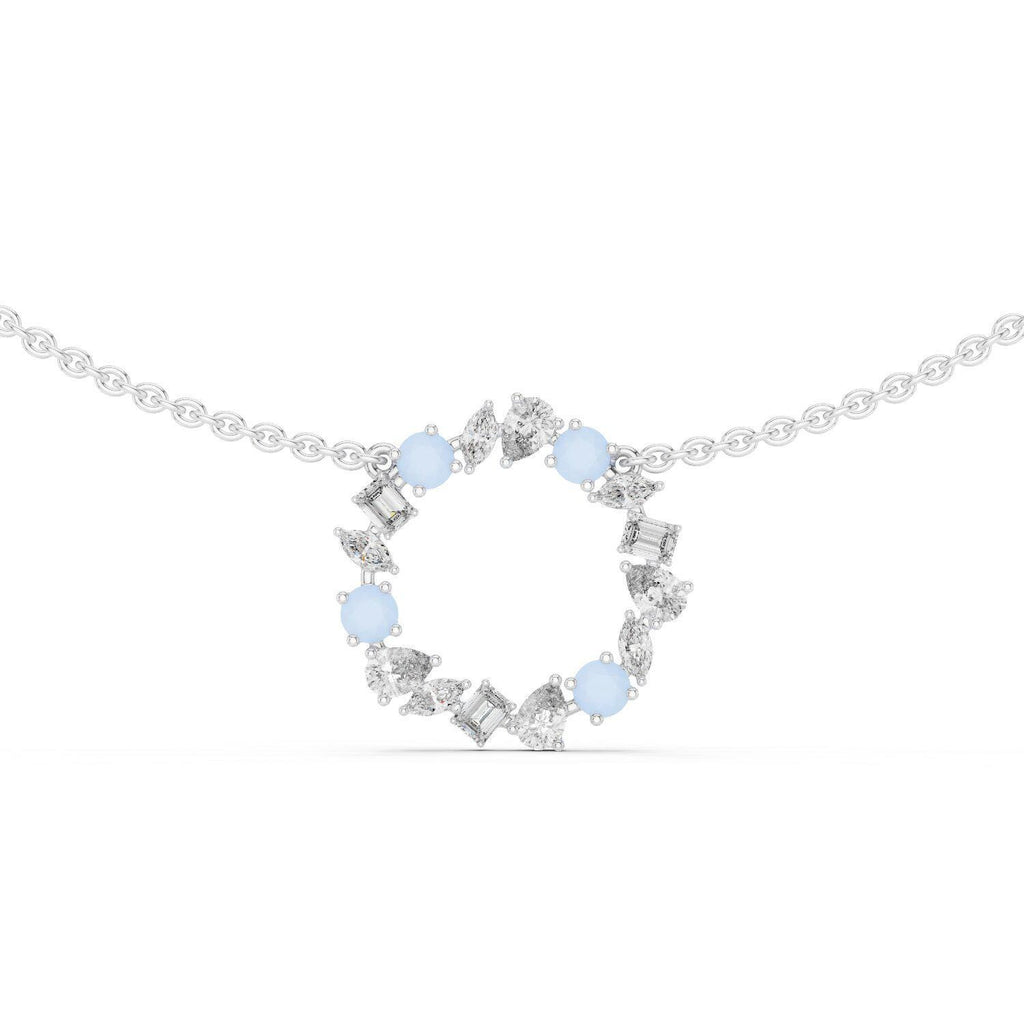 Mixed-Cut Moissanite Open-Circle Necklace – 925 Sterling Silver, 18K Gold Vermeil