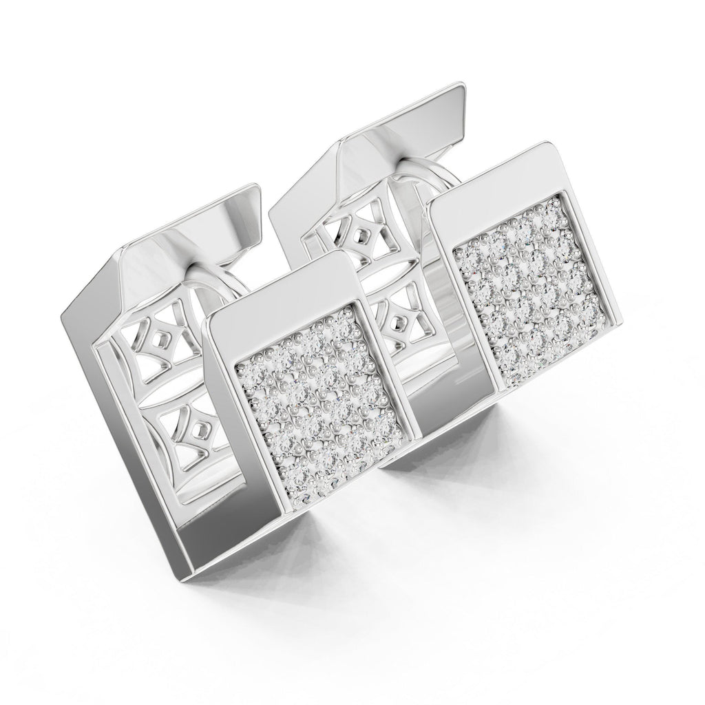 Moissanite Pavé Plug Hoop Earrings – 925 Sterling Silver, 18K Gold Vermeil