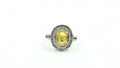 Oval Yellow Sapphire Double-Halo Diamond Ring – 925 Sterling Silver, 18K White Gold Vermeil