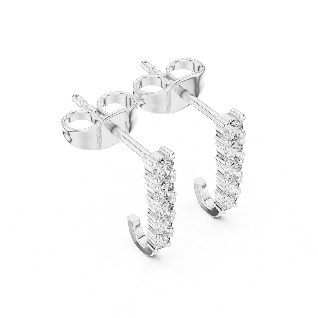 Moissanite Five-Stone Bar Stud Earrings – 925 Sterling Silver, 18K Gold Vermeil