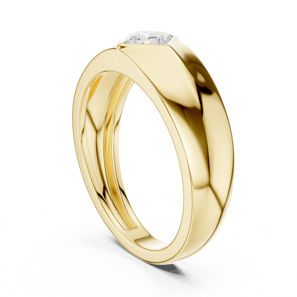 Men's Diamond-Set Princess-Cut Moissanite Ring – 925 Sterling Silver, 18K Gold Vermeil