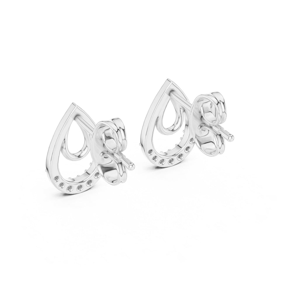 Moissanite Pavé Double Teardrop Stud Earrings – 925 Sterling Silver, 18K Gold Vermeil