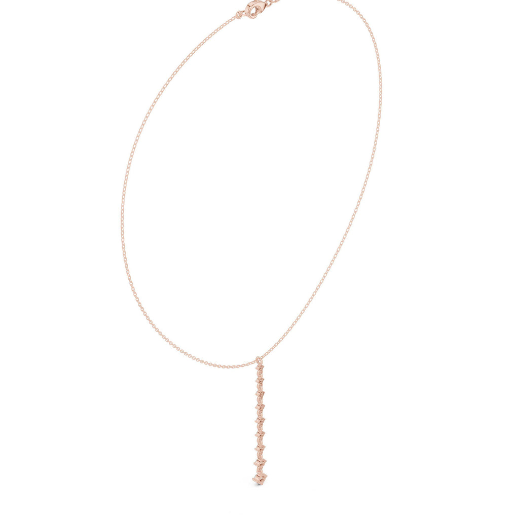 Moissanite Linear Drop Lariat Necklace – 925 Sterling Silver, 18K Gold Vermeil