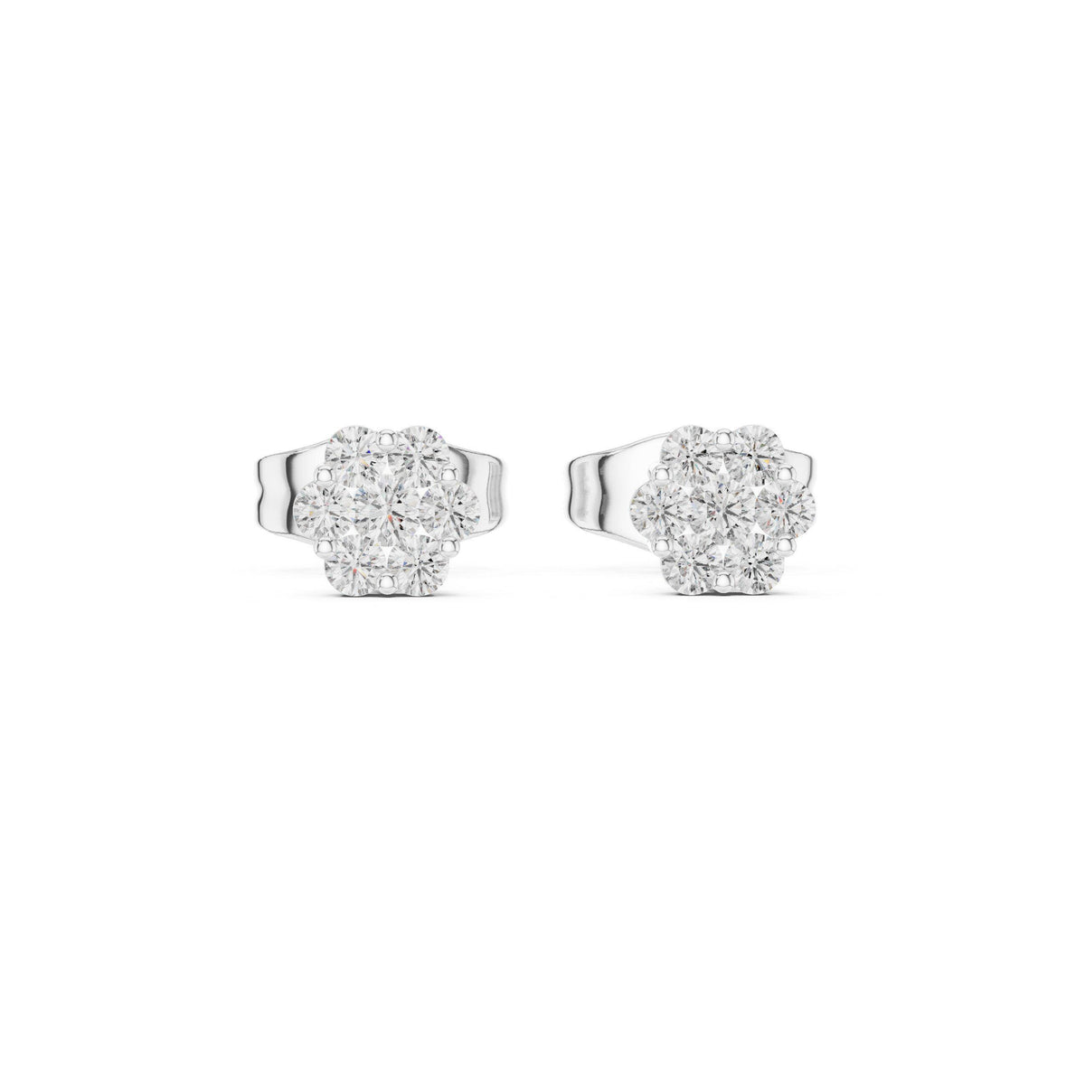 Moissanite Round Cluster Stud Earrings – 925 Sterling Silver, 18K Gold Vermeil