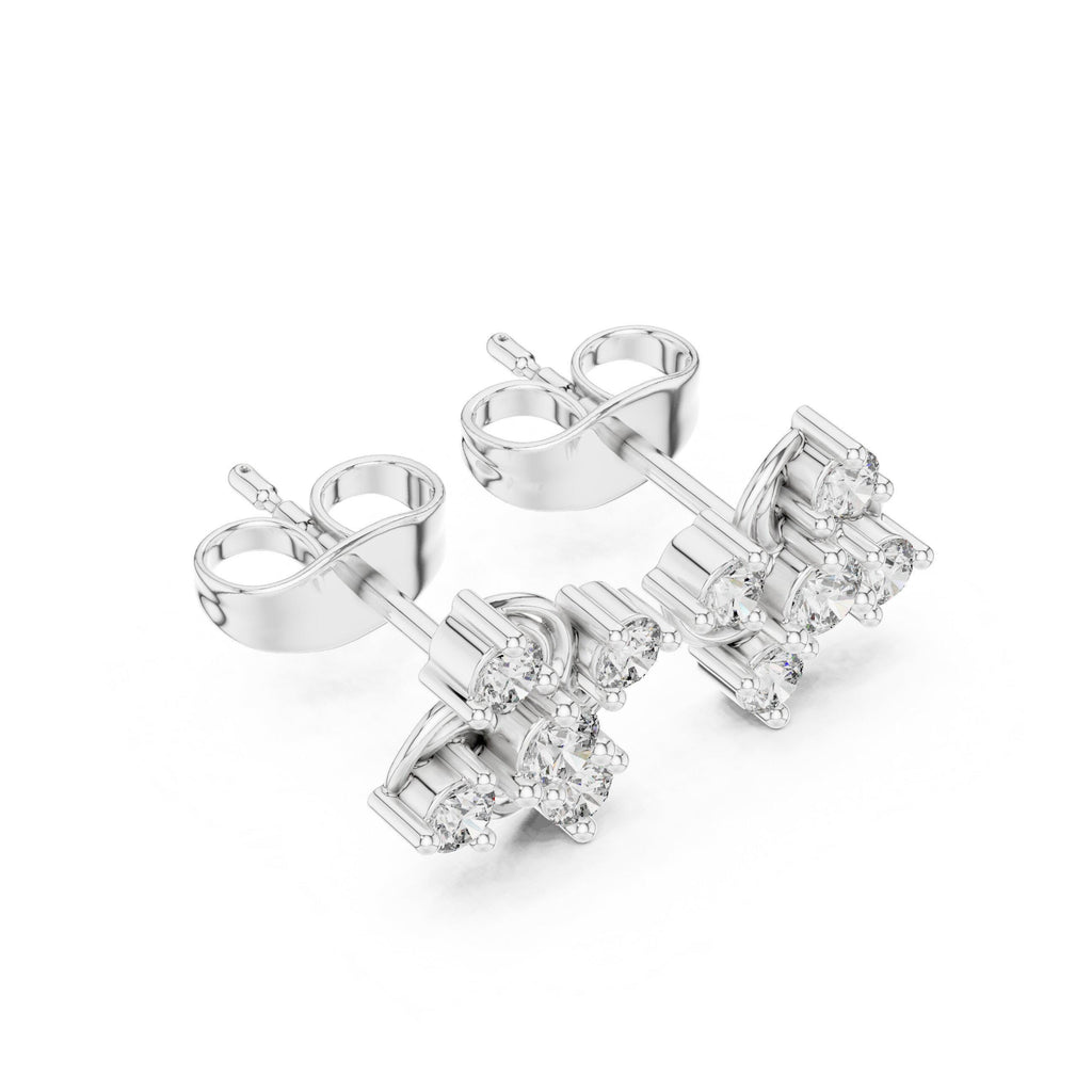 Moissanite Swirl Cluster Stud Earrings – 925 Sterling Silver, 18K Gold Vermeil