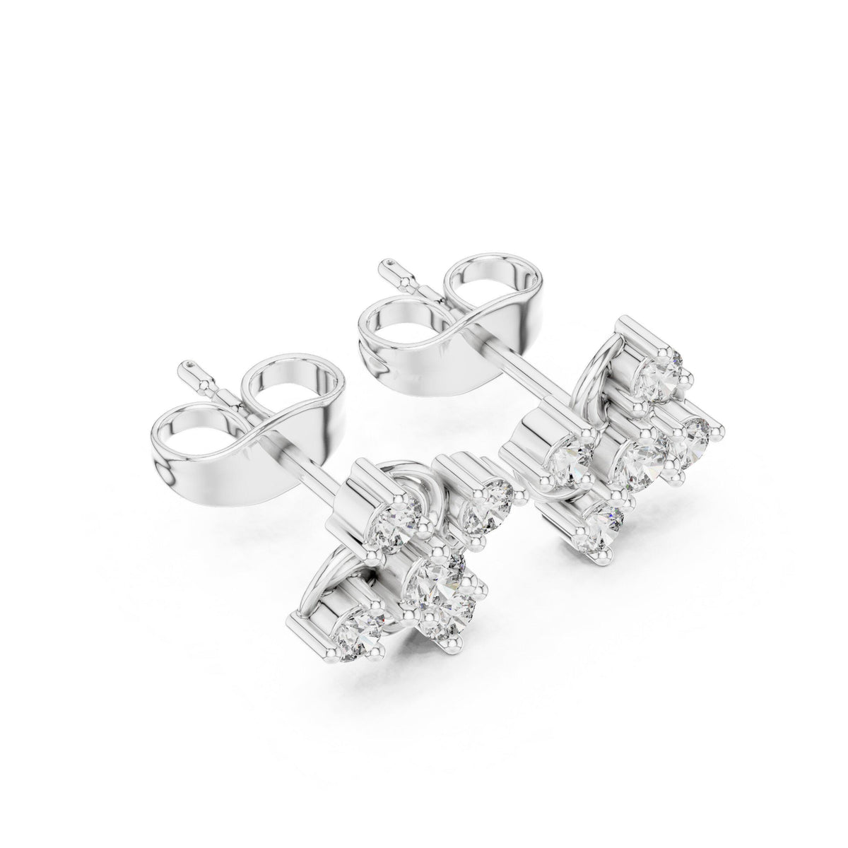 Moissanite Swirl Cluster Stud Earrings – 925 Sterling Silver, 18K Gold Vermeil