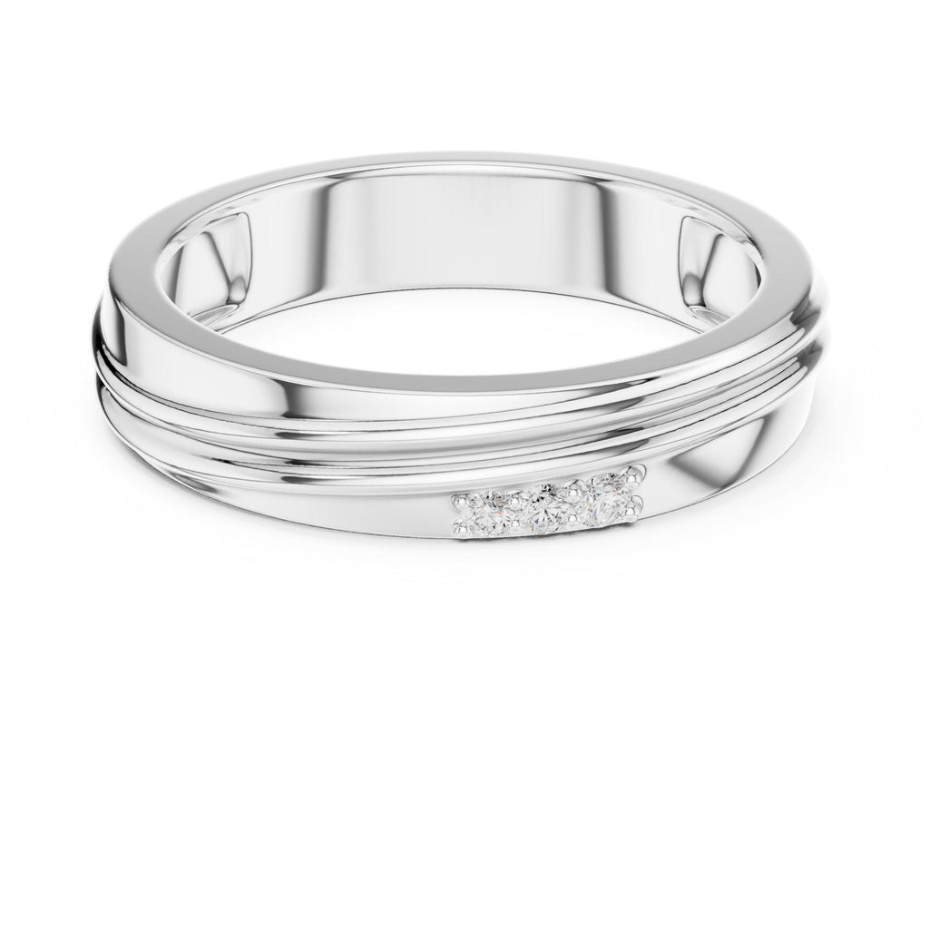 Men's Layered-Band Moissanite Ring with Pavé Accent – 925 Sterling Silver, 18K Gold Vermeil