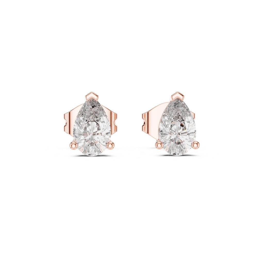 Pear Moissanite Solitaire Stud Earrings – 925 Sterling Silver, 18K Gold Vermeil