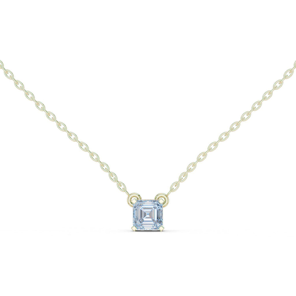 Asscher-Cut Moissanite Solitaire Necklace – 925 Sterling Silver, 18K Gold Vermeil