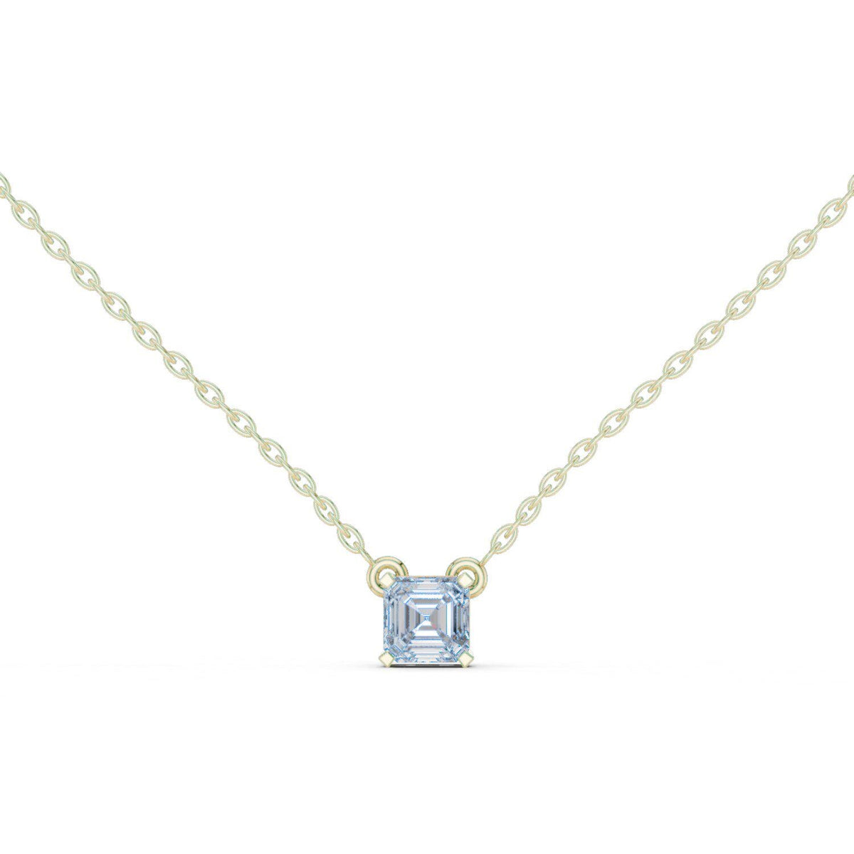 Asscher-Cut Moissanite Solitaire Necklace – 925 Sterling Silver, 18K Gold Vermeil