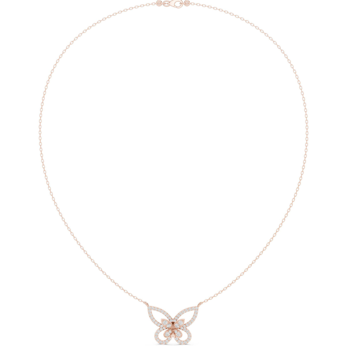 Moissanite Pavé Butterfly Necklace – 925 Sterling Silver, 18K Gold Vermeil