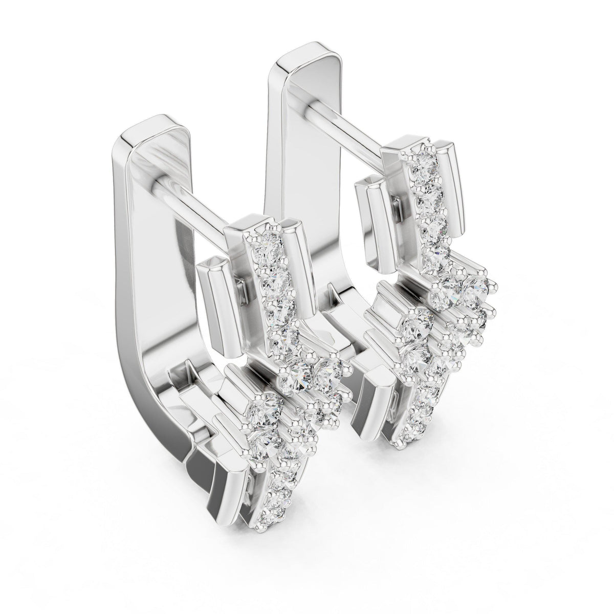 Moissanite Flower Cluster Pavé Bar Earrings – 925 Sterling Silver, 18K Gold Vermeil