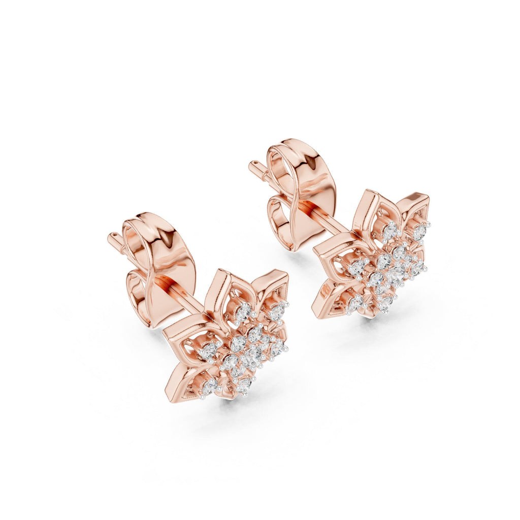 Moissanite Open Star Flower Stud Earrings – 925 Sterling Silver, 18K Gold Vermeil